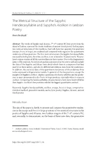 The Metrical Structure of the Sapphic Hendecasyllable and Sappho's