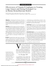 Effectiveness of Vitamin D Analogues in Treating Large Tumors and During Prolonged Use in Murine Retinoblastoma Models