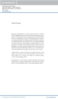 Medieval Bruges Edited by Andrew Brown , Jan Dumolyn Frontmatter More Information I