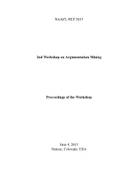 Proceedings of the 2Nd Workshop on Argumentation Mining, Pages 1–11, Denver, Colorado, June 4, 2015
