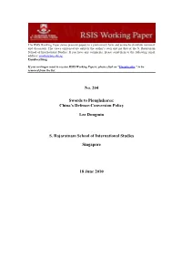Swords to Ploughshares: China's Defence-Conversion Policy