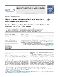Whole Genome Sequence of Lactic Acid Bacterium