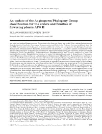 An Update of the Angiosperm Phylogeny Group Classification for the Orders and Families of Flowering Plants: APG II