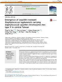 Emergence of Oxacillin-Resistant Staphylococcus Lugdunensis