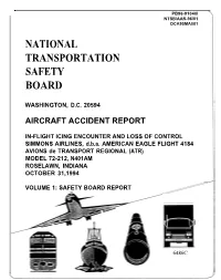 In-Flight Icing Encounter and Loss of Control, Simmons Airlines, D.B.A