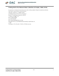 Mainerd Baker Collection of Scripts, 1940S-1970S
