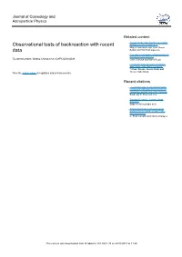 Observational Tests of Backreaction with Recent Data