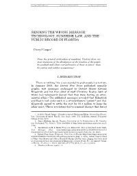 Sending the Wrong Message: Technology, Sunshine Law, and the Public Record in Florida