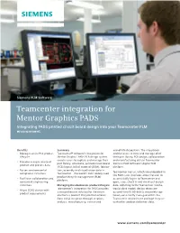 Teamcenter Integration for Mentor Graphics PADS Fact Sheet