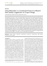 Using Inaturalist in a Coverboard Protocol to Measure Data Quality: Suggestions for Project Design