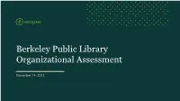 Berkeley Public Library Organizational Assessment