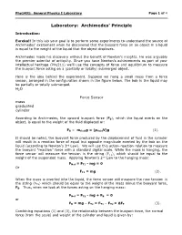 Laboratory: Archimedes' Principle