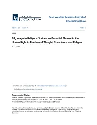 Pilgrimage to Religious Shrines: an Essential Element in the Human Right to Freedom of Thought, Conscience, and Religion