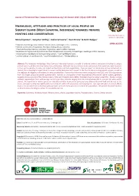 (West-Sumatra, Indonesia) Towards Primate Hunting and Conse
