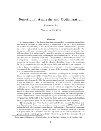 Functional Analysis and Optimization