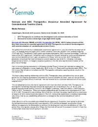 Genmab and ADC Therapeutics Announce Amended Agreement for Camidanlumab Tesirine (Cami)