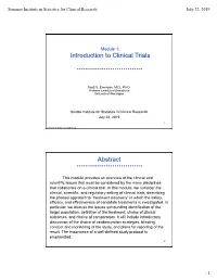 Introduction to Clinical Trials Abstract