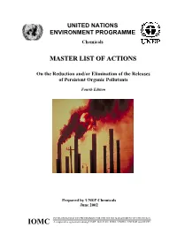 Master List of Actions on the Reduction And/Or Elimination of Releases of Pops