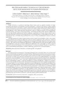 Protein Microarray Technology for Antibody Detection Associated to Human Pathology