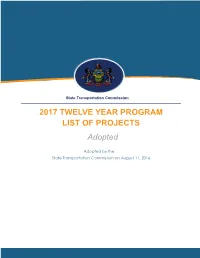 2017 Twelve Year Program List of Projects Adopted