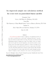 An Improved Sample Size Calculation Method for Score Tests in Generalized Linear Models Arxiv:2006.13104V1 [Stat.ME] 23 Jun 20