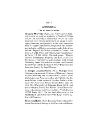 App. 1 APPENDIX a List of Amici Curiae Gregory Ablavsky (Ph.D., J.D., University of Penn- Sylvania) Is an Assistant Professor At
