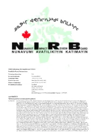 NIRB Uuktuutinga Ihivriuqhikhamut #125101 Pond Inlet Marine Infrastructure
