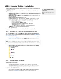 UI Developers' Guide - Installation