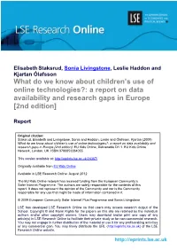 What Do We Know About Children's Use of Online Technologies?