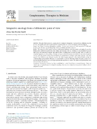 Integrative Oncology from a Bibliometric Point of View T Jenny-Ann Brodin Danell