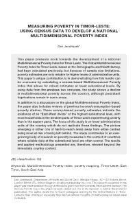 Measuring Poverty in Timor-Leste: Using Census Data to Develop a National Multidimensional Poverty Index