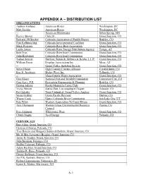 Appendix a – Distribution List