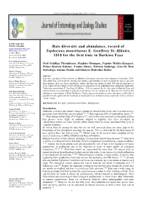 Bats Diversity and Abundance, Record of Taphozous Mauritianus E