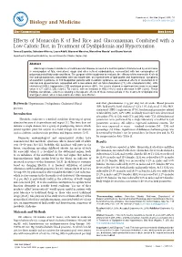 Effects of Monacolin K of Red Rice and Glucomannan, Combined With