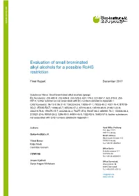 Evaluation of Small Brominated Alkyl Alcohols for a Possible Rohs Restriction