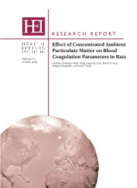 RESEARCH REPORT Effect of Concentrated Ambient Particulate Matter on Blood Coagulation Parameters in Rats