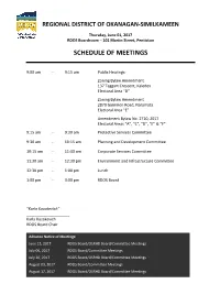 Schedule of Meetings
