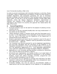 Use of University Facilities, Other Units