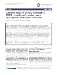 Autosomal Recessive Primary Microcephaly