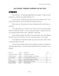 Jade Regent Session Summary 09/02/2012