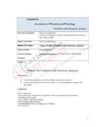 Linguistics Module 23: Problems with Phonemic Analysis