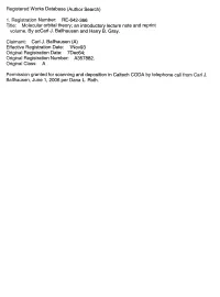 Molecular Orbital Theory; an Introductory Lecture Note and Reprint Volume