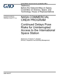 NASA Commercial Crew Program: Continued Delays Pose Risks For