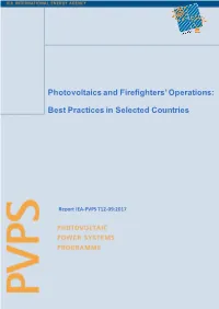 Photovoltaics and Firefighters' Operations: Best Practices