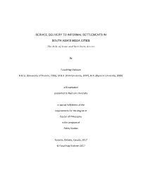 Service Delivery to Informal Settlements in South Asia's