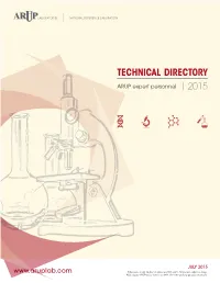 TECHNICAL DIRECTORY ARUP Expert Personnel | 2015