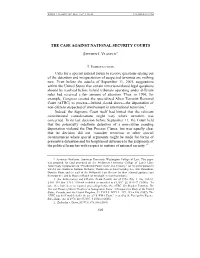 The Case Against National Security Courts