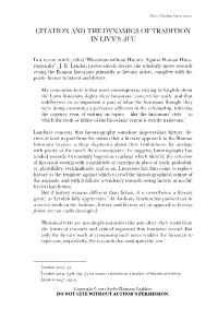 WP2011.04 Lushkov, Citation and the Dynamics of Tradition in Livy