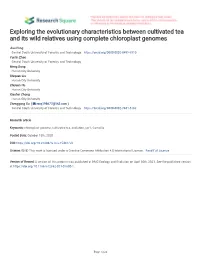 Exploring the Evolutionary Characteristics Between Cultivated Tea and Its Wild Relatives Using Complete Chloroplast Genomes