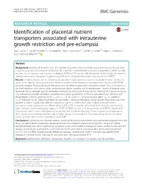 Identification of Placental Nutrient Transporters Associated With